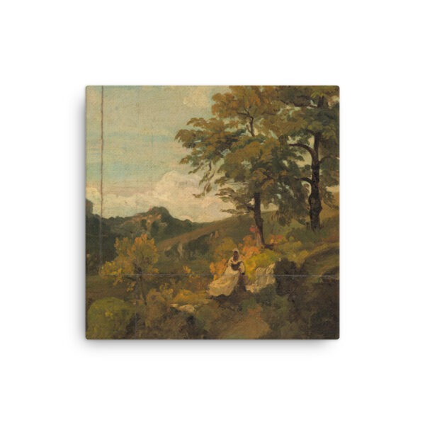 Canvas: Vintage Art Print, Mediterranean Landscape in Muted Colors