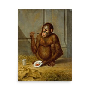 Giclee: Vintage Art Print; eating orangutan