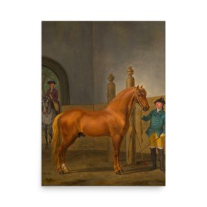 Giclee: Vintage Art Print; fox-brown horse in stable