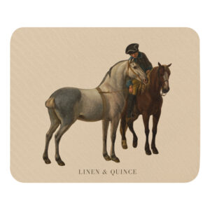 Mouse pad with apple white horse motif